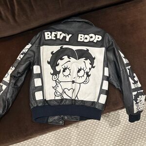 Betty Boop Leather Letterman Vintage Jacket - M